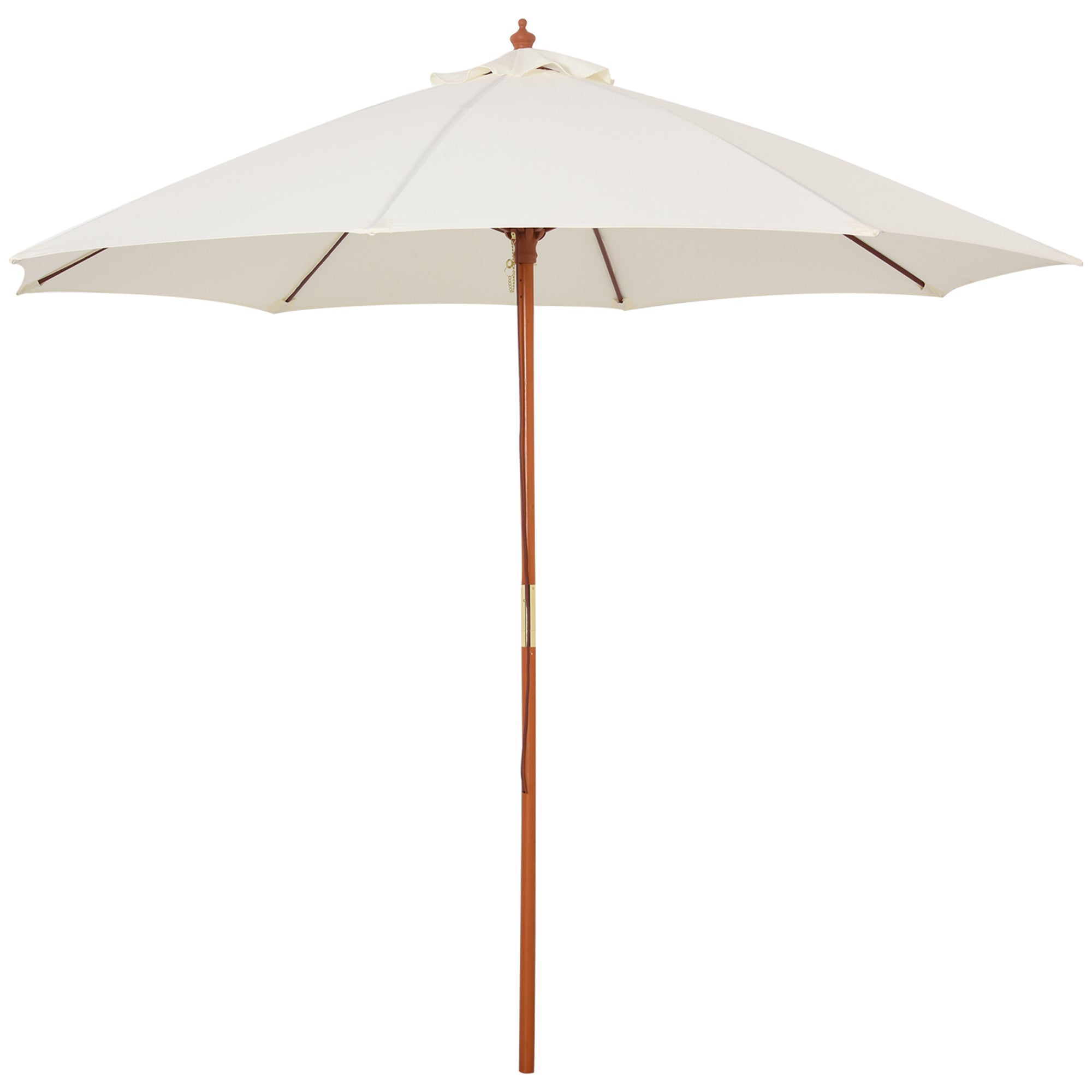 Outsunny 2.5m Wooden Garden Parasol, Sun Shade Patio Umbrella with Vent, Ideal for Outdoor Relaxation, Cream White