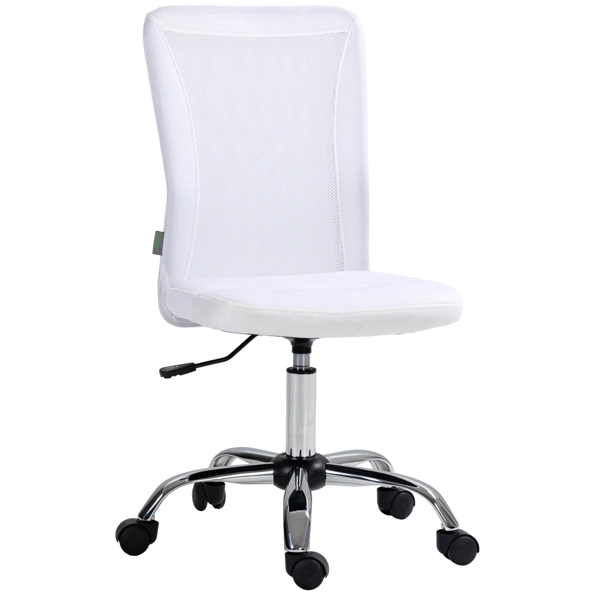 Vinsetto Ergonomic Office Chair, Adjustable Mesh Desk Chair without Arms, Swivel Wheels, for Home Office, White