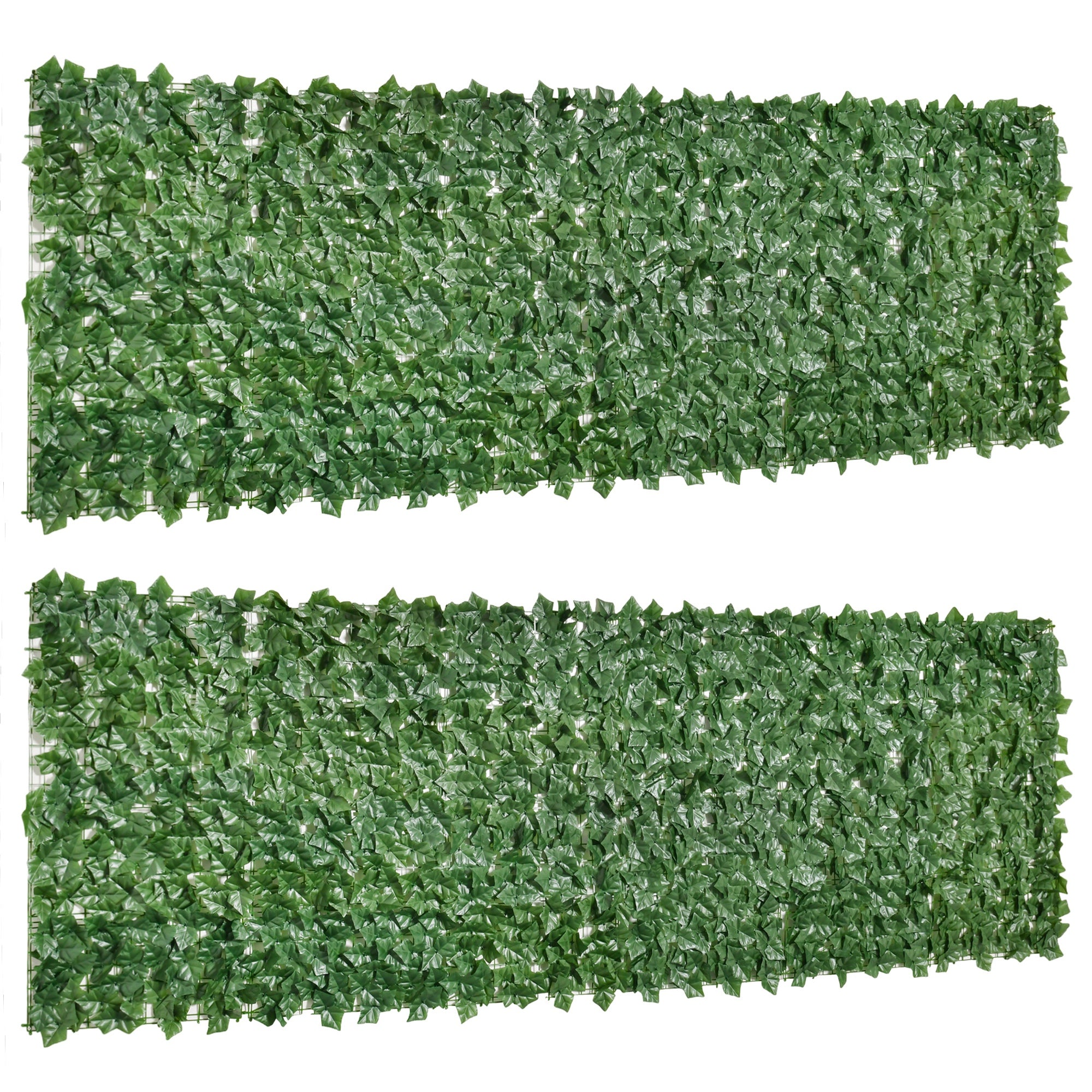 Outsunny 2-Piece Artificial Leaf Hedge Screen Privacy Fence Panel for Garden Outdoor Indoor Decor, Dark Green, 3M x 1M