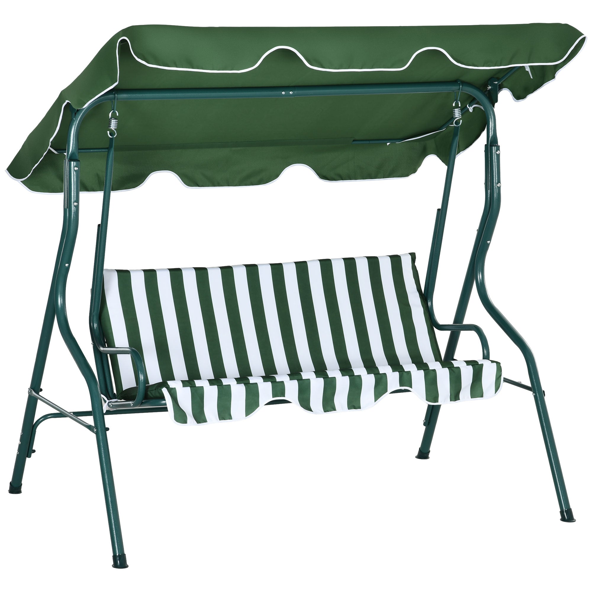 Outsunny Steel 3-Seater Swing Chair w/ Canopy Green