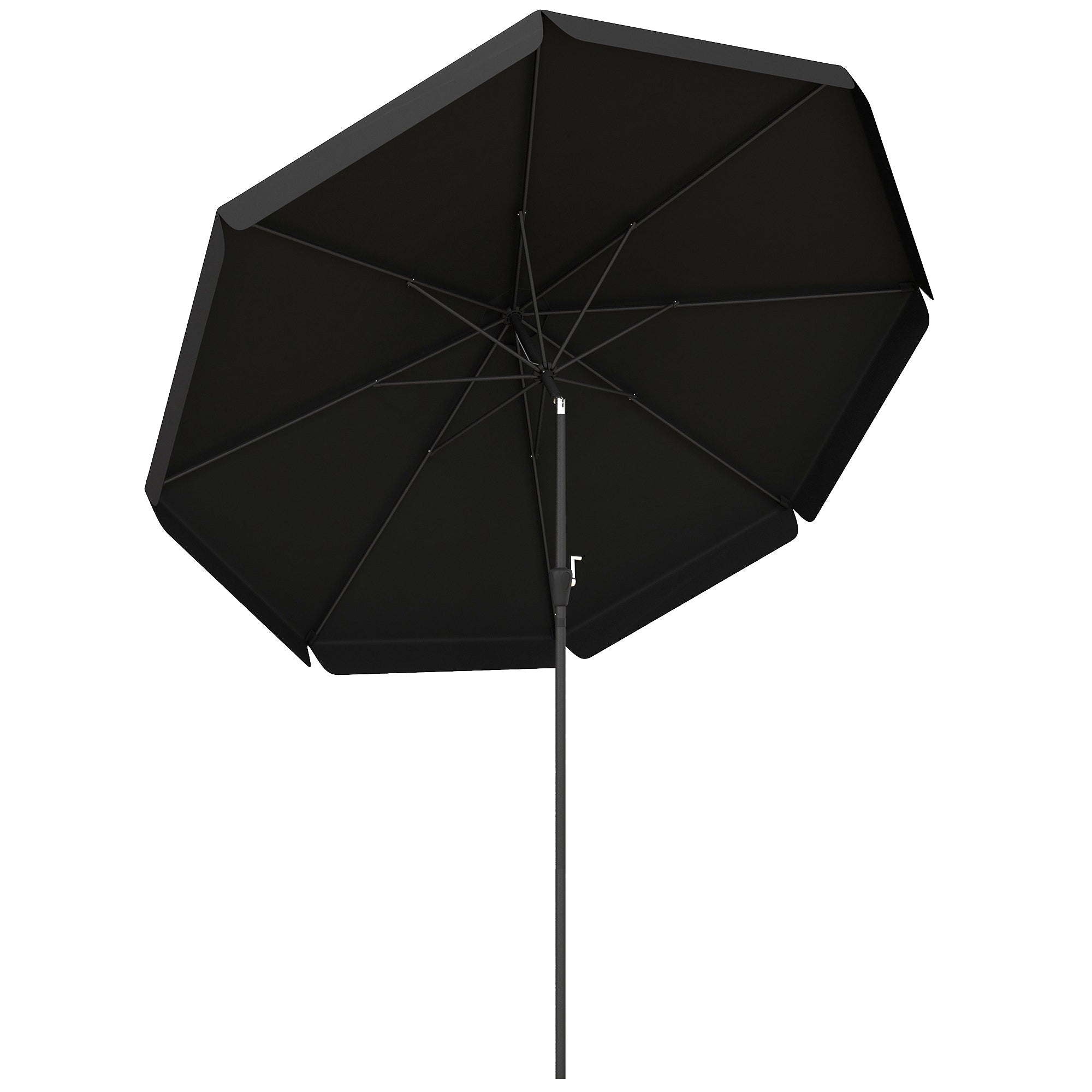 Outsunny 2.7m Patio Parasol: Tilting Crank Umbrella with Ruffled Canopy, 8 Sturdy Ribs, Jet Black