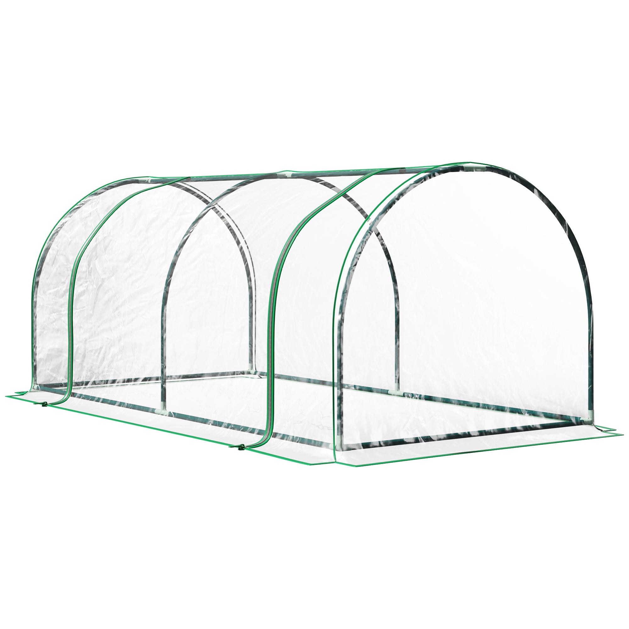 Outsunny Transparent Grow House: Steel-Framed Tunnel Greenhouse with PE Cover, 200 x 100 x 80 cm