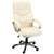 HOMCOM High Back Office Chair, Faux Leather Computer Desk Chair with Adjustable Height & Rocking Function, Cream White.