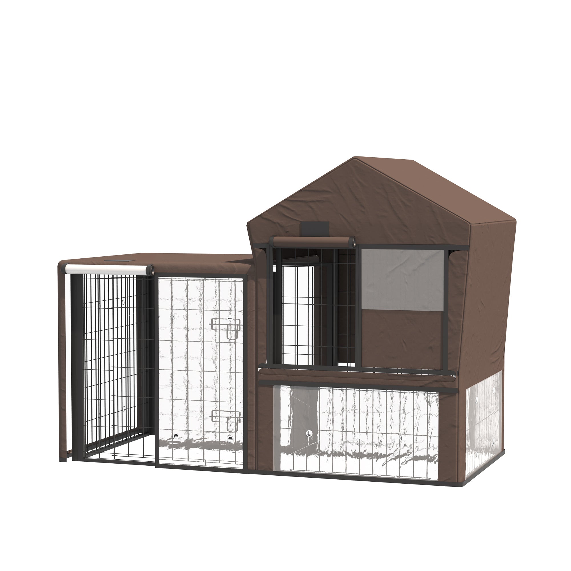 PawHut Water-Resistant Rabbit Hutch Cover: Breathable Pets Cage Protector for Guinea Pigs, Chocolate Brown