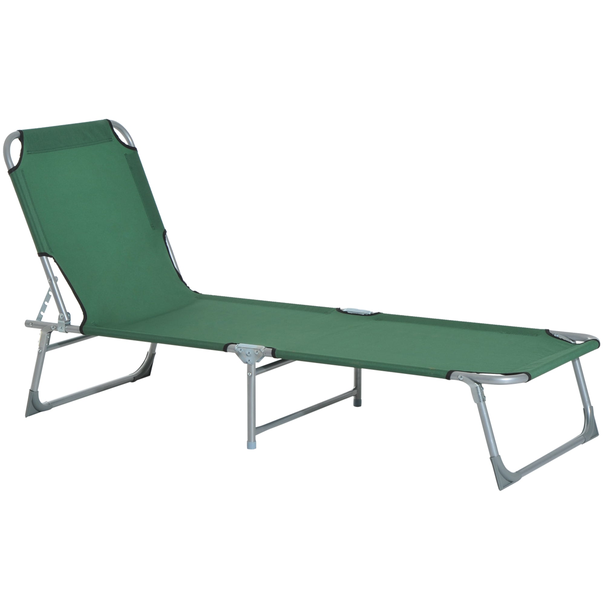 Outsunny Portable Lounger: Durable Oxford Cloth, Adjustable Backrest, Easy-Carry Design, Emerald Green