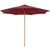 Outsunny ⌀3m Bamboo Wooden Market Patio Umbrella Garden Parasol Outdoor Sunshade Canopy, 8-ribs,Wine Red