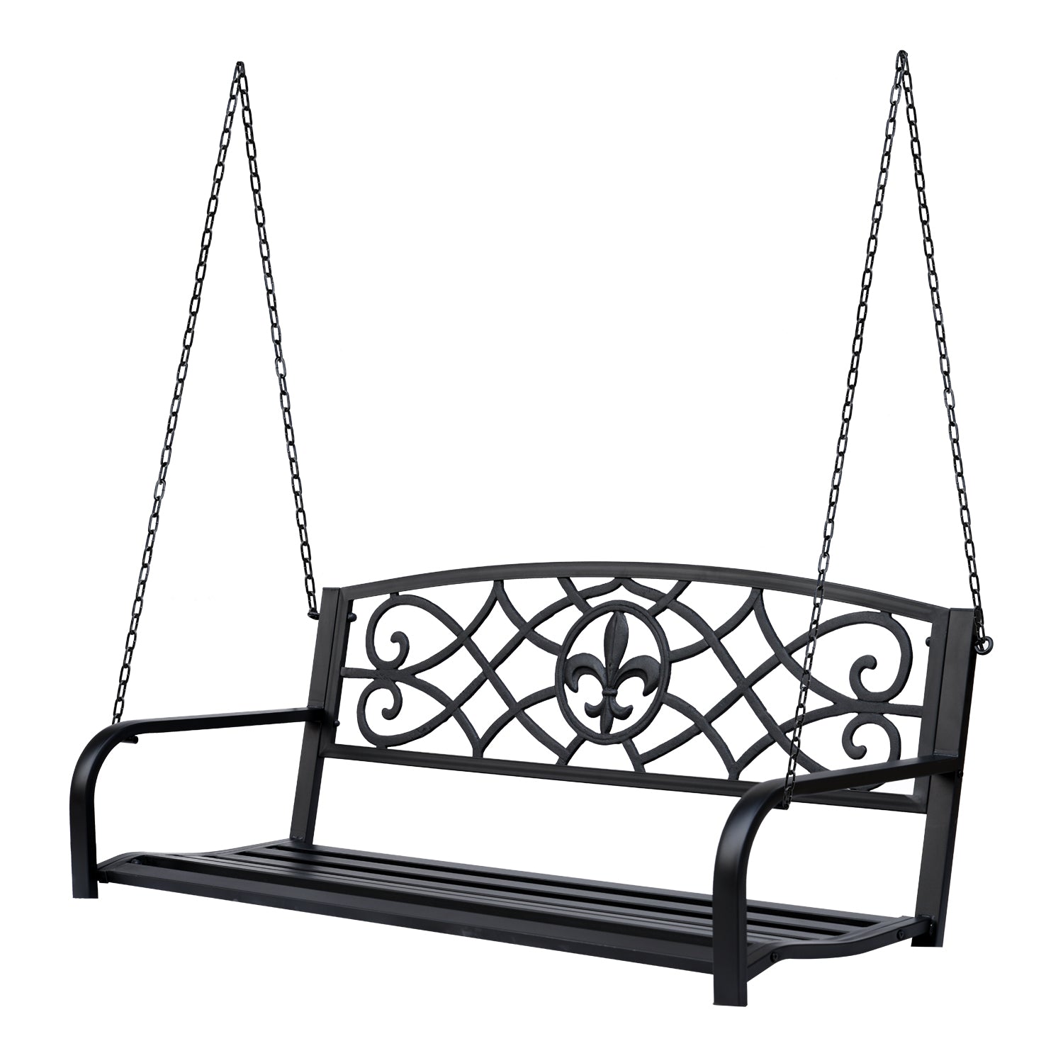 Outsunny Outdoor Porch Swing Seat Bench with Chains for the Yard, Deck, & Backyard, Black