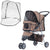 PawHut Lightweight Folding Dog Stroller with Protective Cover, Cat and Dog Pushchair with Drink Holder, Storage Basket, Safety Features, Brown