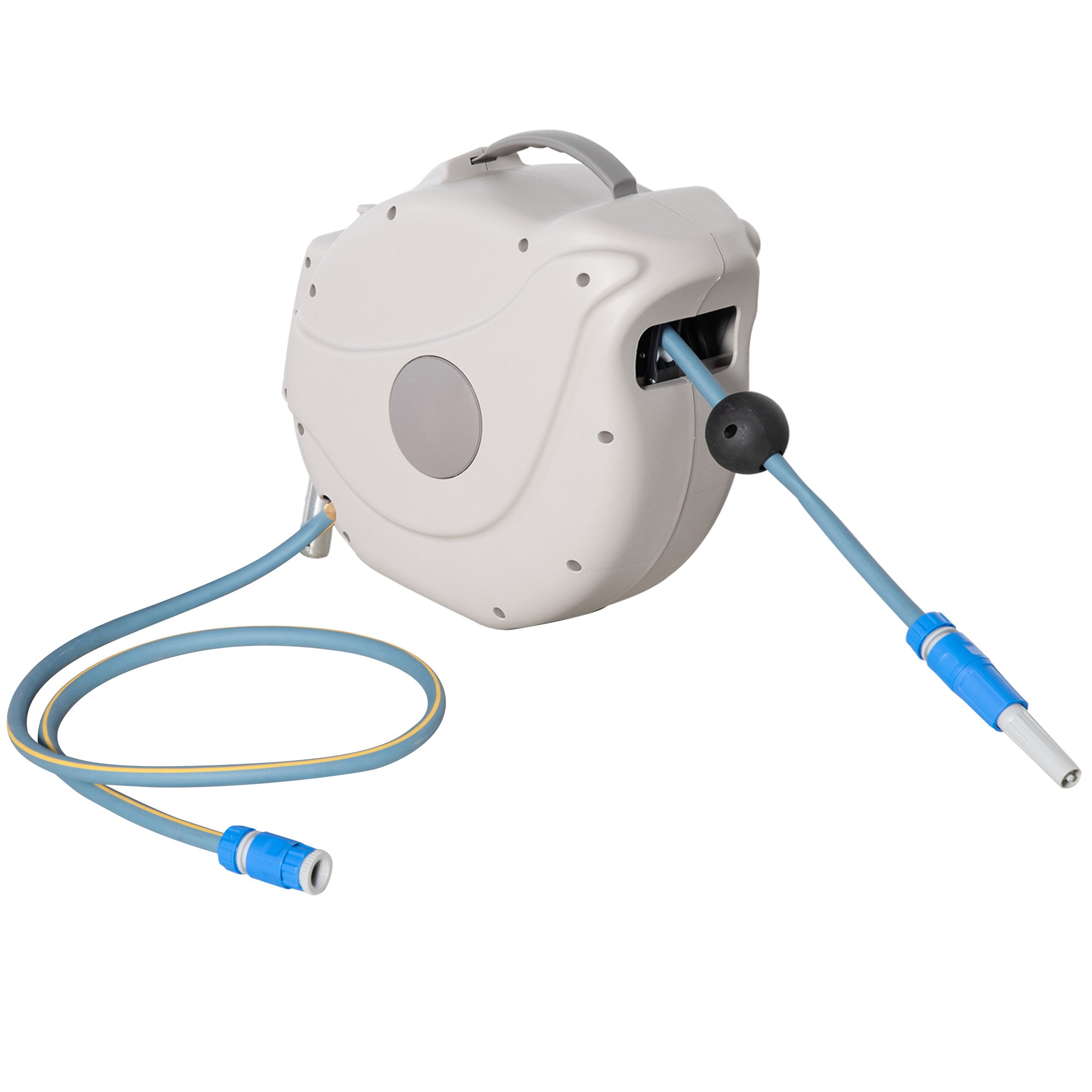 Outsunny Hose Reel with Auto Rewind, Lockable Length, Slow Return & 180 Swivel Bracket, 10m+1.6m