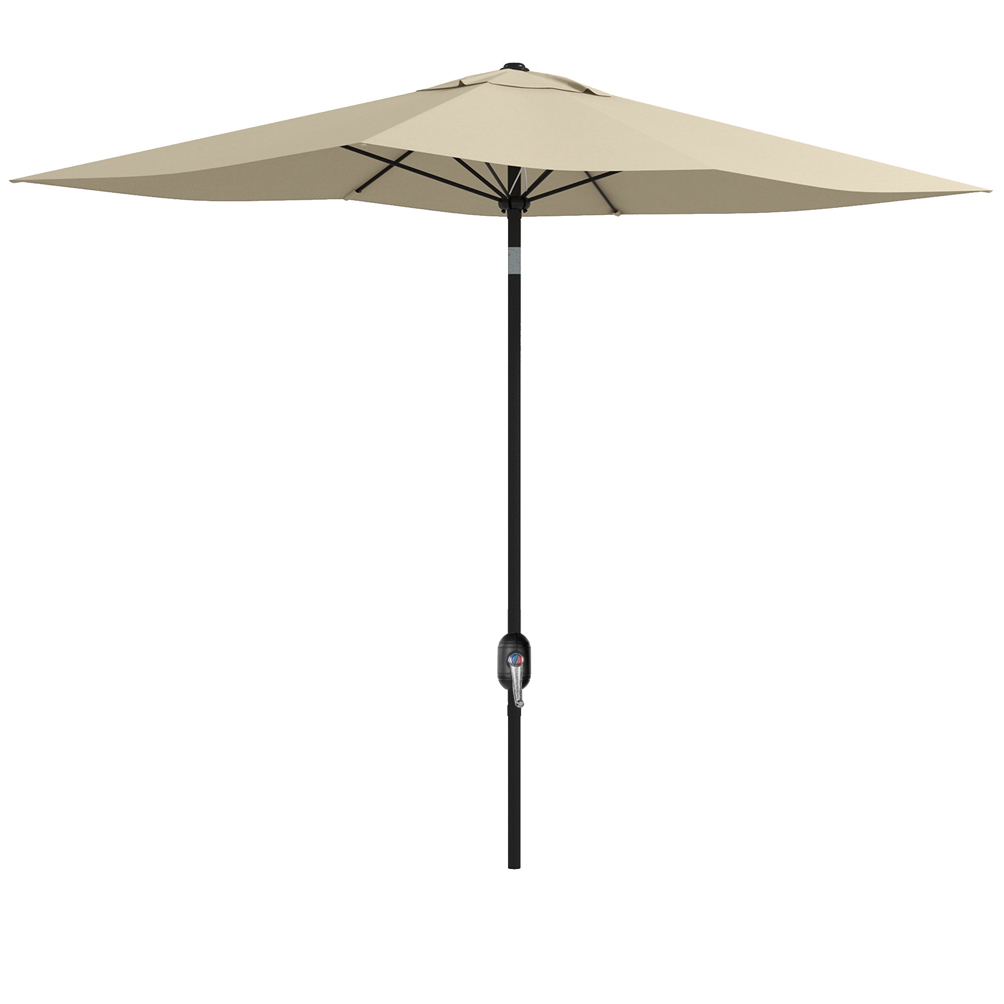 Outsunny 2 x 3m Garden Parasol Umbrella, Rectangular Market Umbrella Patio, Outdoor Table Umbrellas with Crank & Push Button Tilt, Cream White