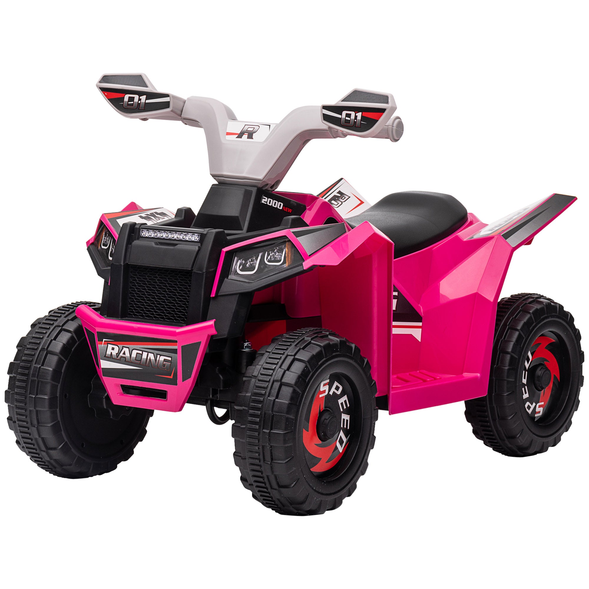 HOMCOM 6V Electric Quad Bike for Toddlers, Wear-Resistant Wheels, Forward and Backward Function, Pink