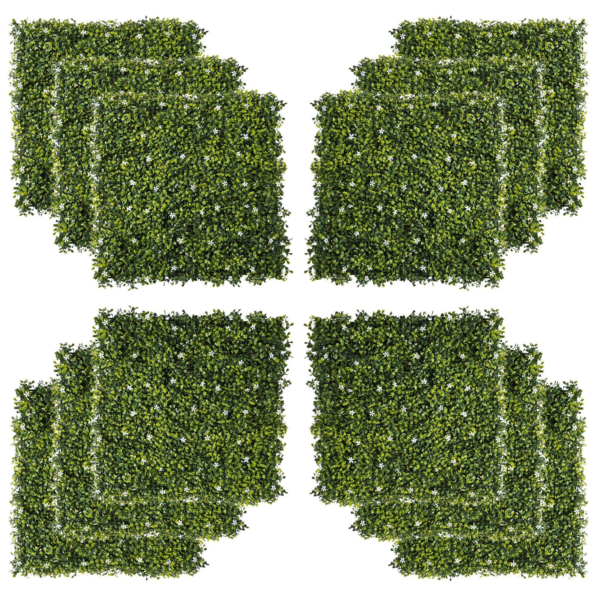 Outsunny 12PCS Artificial Boxwood Wall Panels 50cm x 50cm Grass Privacy Fence Screen Faux Hedge Greenery Backdrop Encrypted Milan Grass