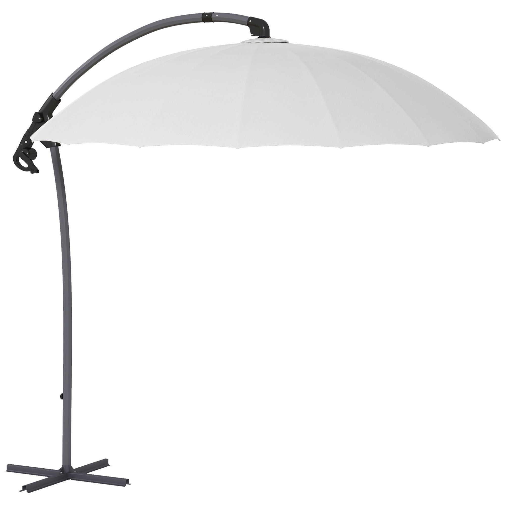 Outsunny Cantilever Parasol: 2.7m UV-Protective Shade with Sturdy Cross Base, Adjustable Tilt, Grey