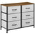 HOMCOM Bedroom Chest of Drawers, Industrial Dresser with 6 Fabric Bins, Steel Frame & Wooden Top, Grey