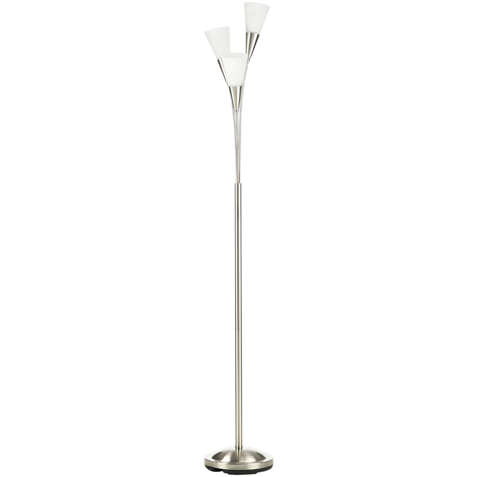 HOMCOM Modern Floor Lamp: 3-Light Upright Design for Living Room & Bedroom, Silver Steel Base (Bulb Not Included)