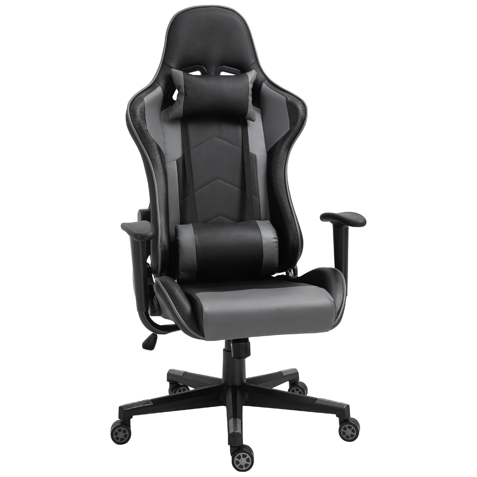 Vinsetto High Back Racing Gaming Chair Reclining 360° Swivel Rocking Height Adjustable with Pillow and Build-in Lumbar Home Black PU Leather