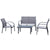 Outsunny 4 pcs Curved Steel Patio Furniture Set w/ Loveseat, Texteline Seats, Glass Top Table For Party Event, Grey