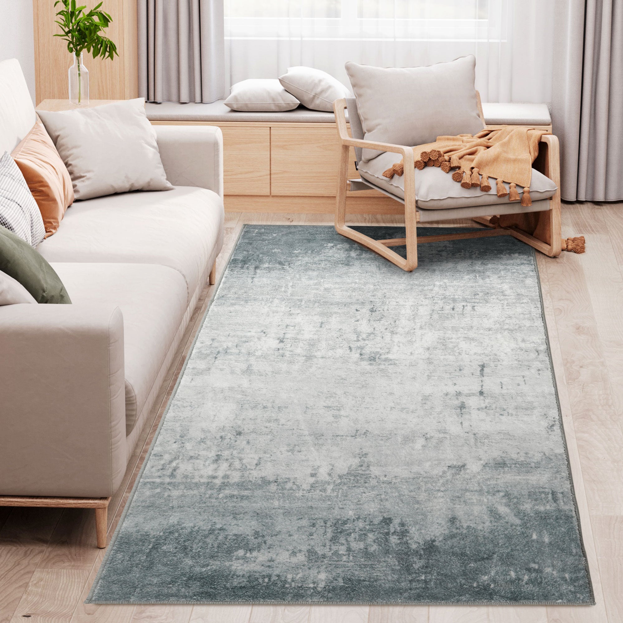 HOMCOM Grey Rug, Modern Ink Render Area Rugs, Decorative Carpet for Living Room, Bedroom, Dining Room, 150 x 80cm