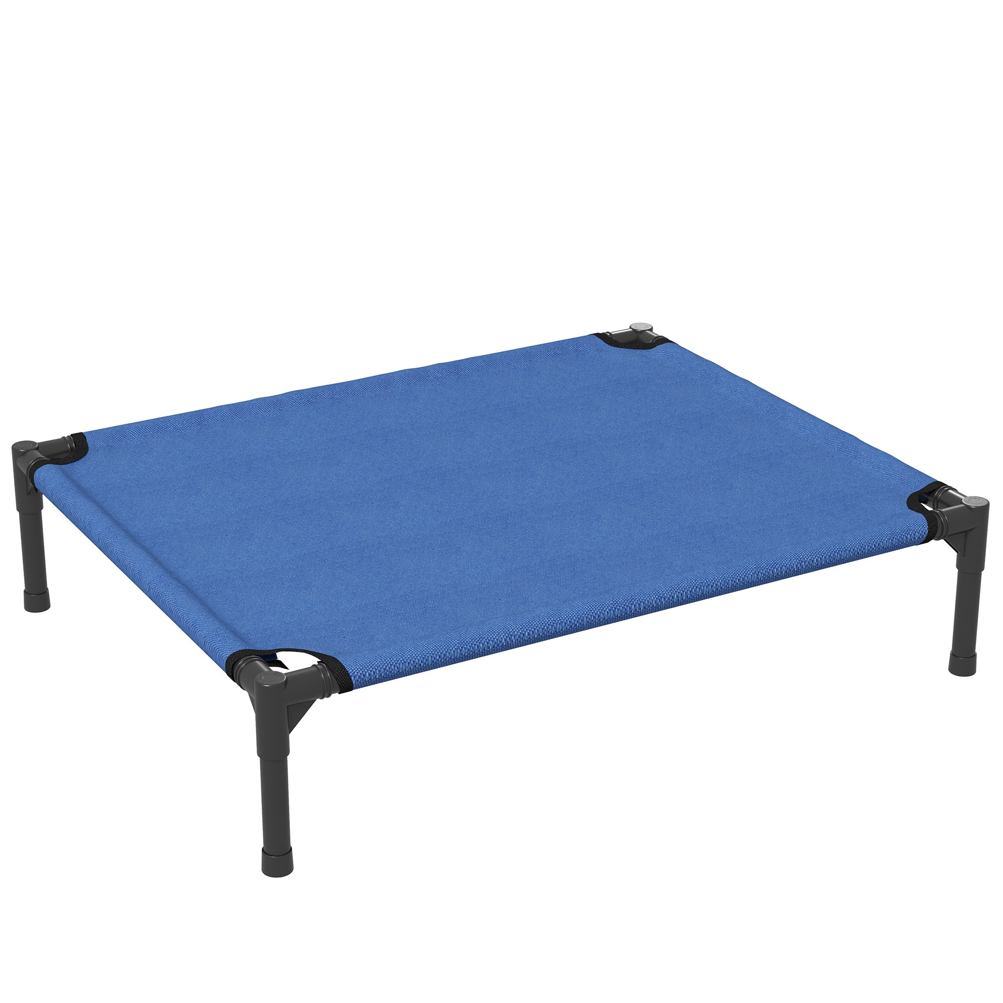 PawHut Medium Elevated Dog Bed, Portable with Metal Frame, Comfortable Raised Pet Bed, Blue, Perfect for Outdoor Use