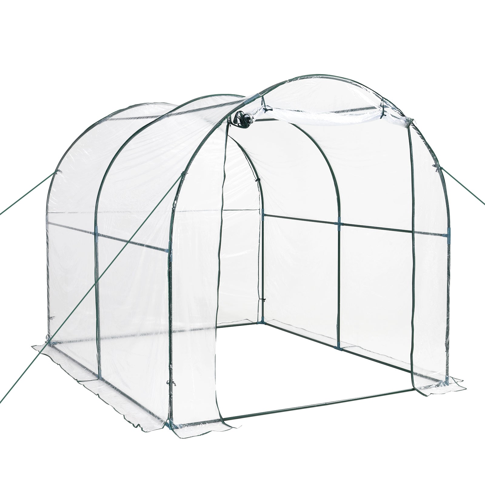 Outsunny Walk-in Polytunnel Greenhouse with Roll-up Door Transparent Tunnel Greenhouse with Steel Frame and PVC Cover, 2.5 x 2m