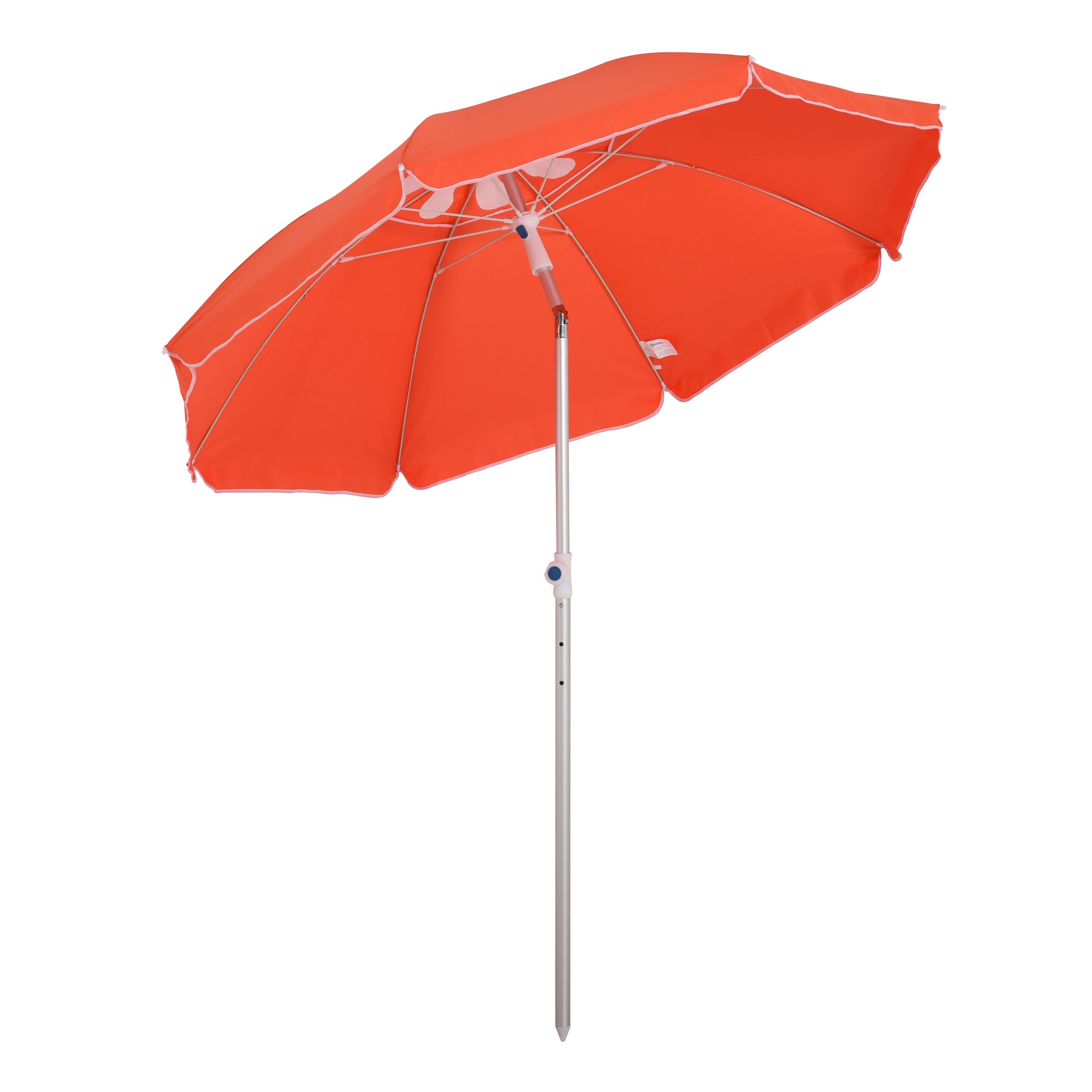 Outsunny Tiltable Beach Parasol: Portable Sunshade with Pointed Design, Vibrant Orange Hue, Carry Bag Included