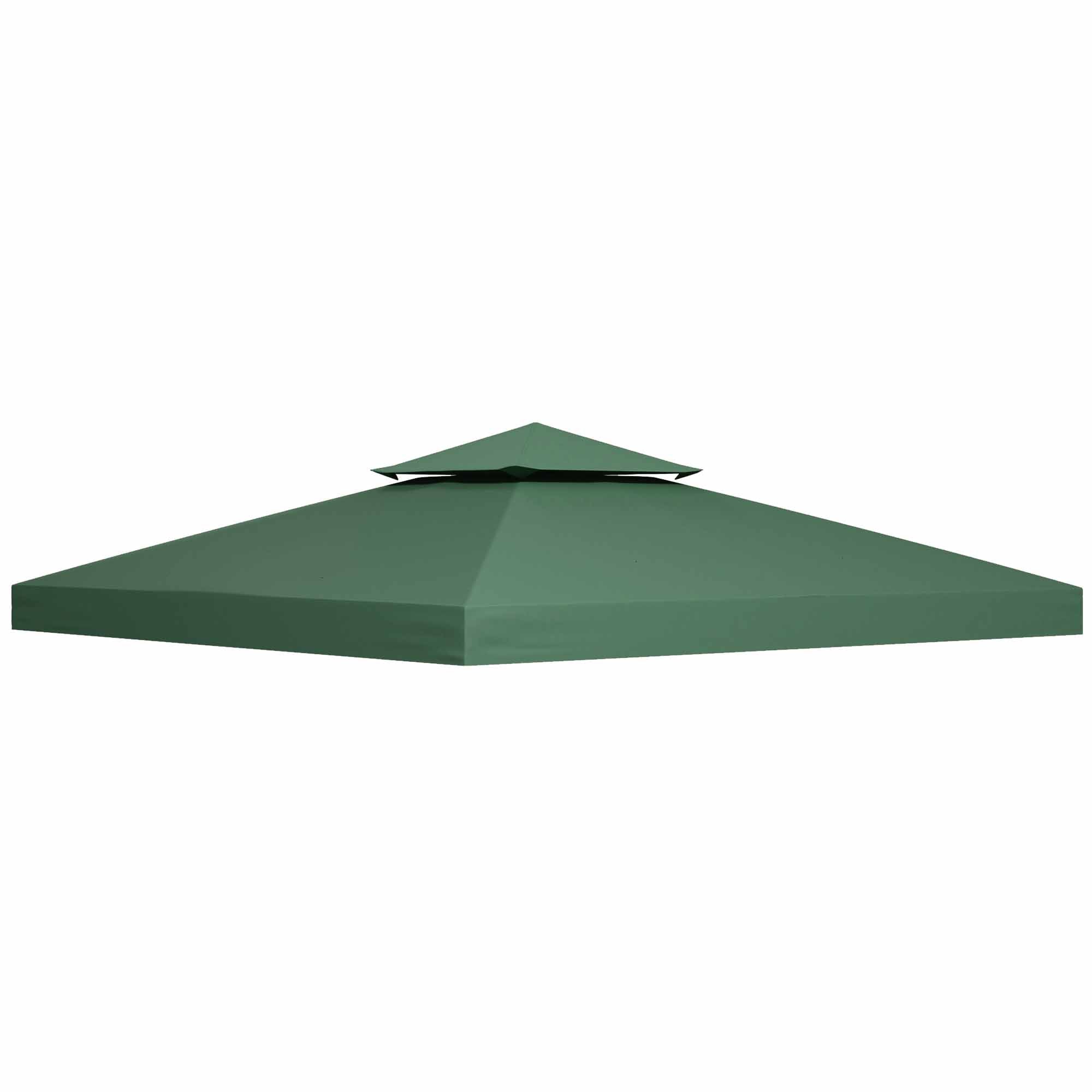 Outsunny 3 x 3 m Gazebo Top Cover Double Tier Canopy Replacement Pavilion Roof Dark Green