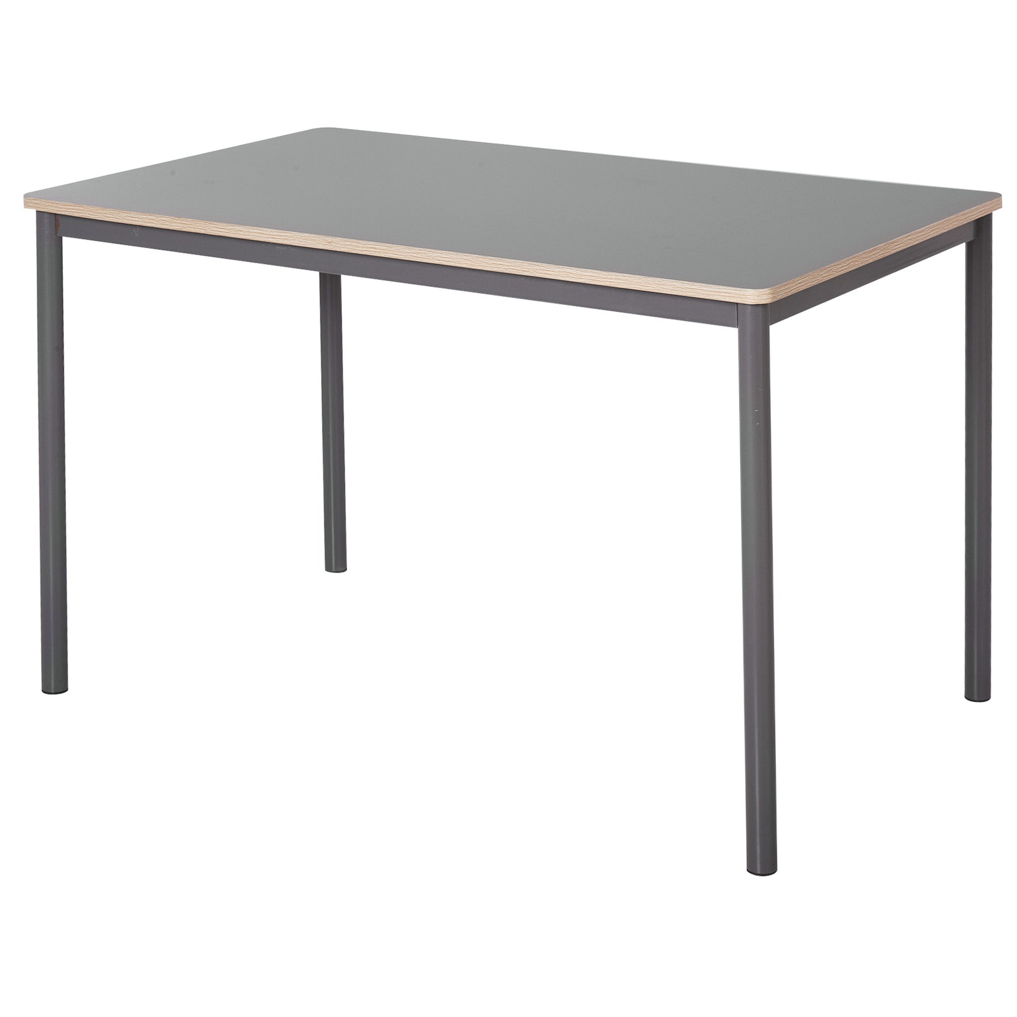 HOMCOM 120cm Minimalistic Dining Table w/ Steel Frame Foot Pads Simple Rectangle Style Home Dining Working Display Grey