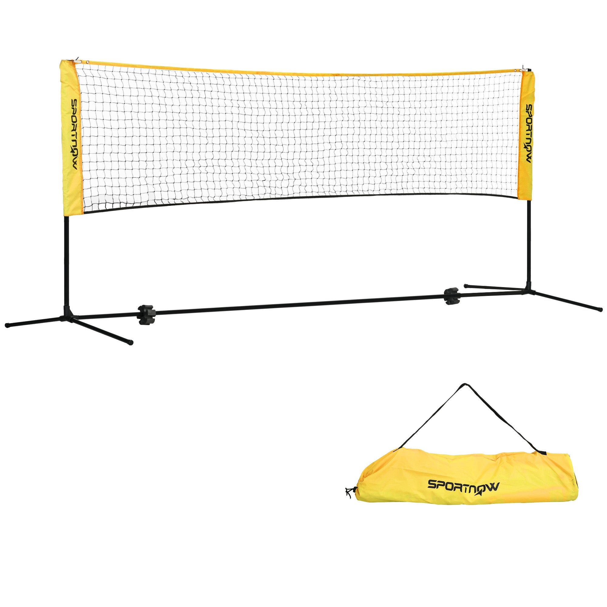 SPORTNOW Adjustable Height Badminton Net, 3m, Portable Outdoor Sports Net for Tennis, Pickleball, Volleyball, with Carry Bag