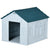 PawHut Durable Dog Kennel Weather-Resistant Plastic Pet House for Indoor & Outdoor Use, Medium Size, White and Blue