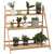 Outsunny Bamboo Plant Stand: 3-Tier Folding Display Shelf Rack for Indoor Greenery, Natural Finish, 98x37x96.5cm