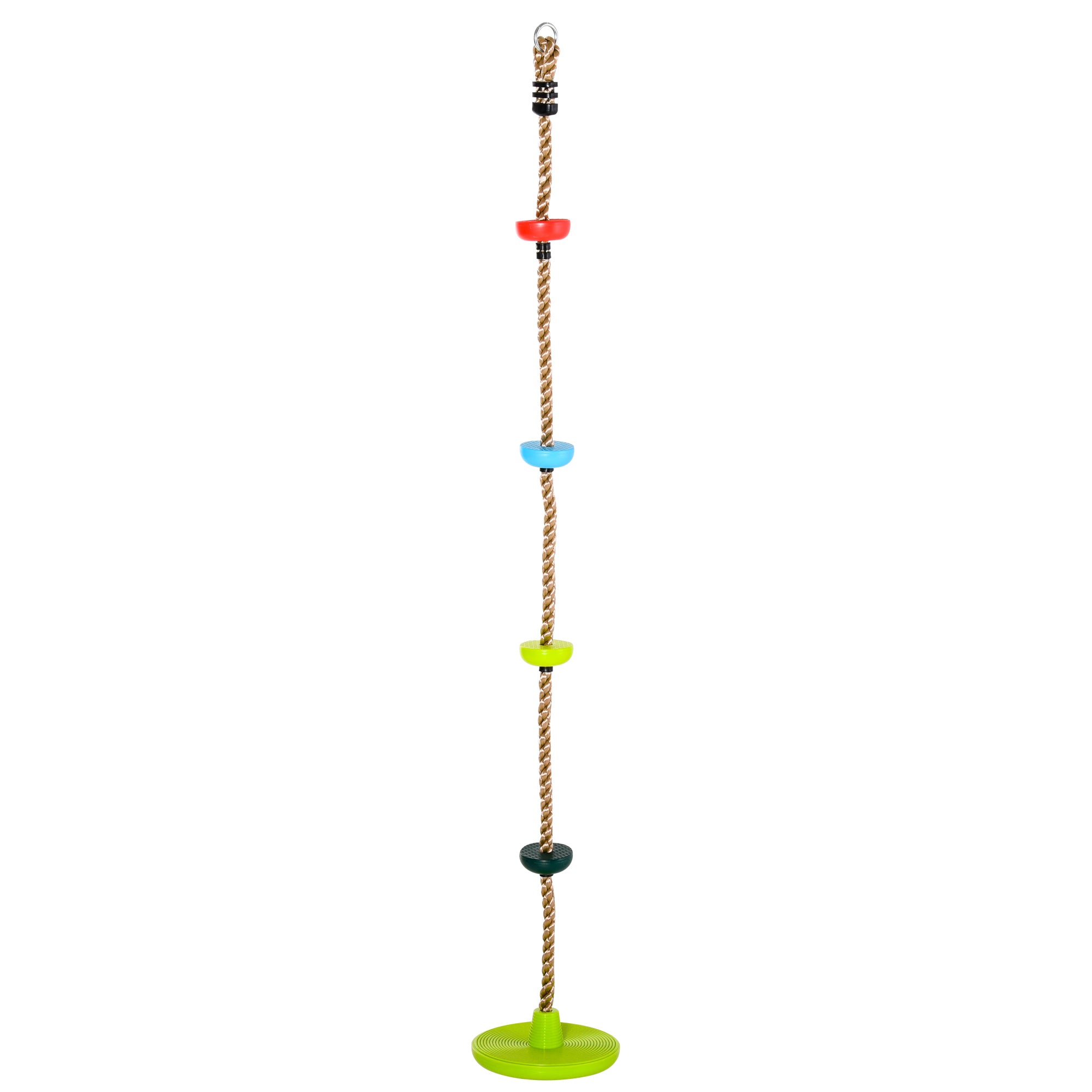 HOMCOM Climbing Rope with Disc Swings and Platforms, Multicolour Outdoor Playset for Backyard Playground