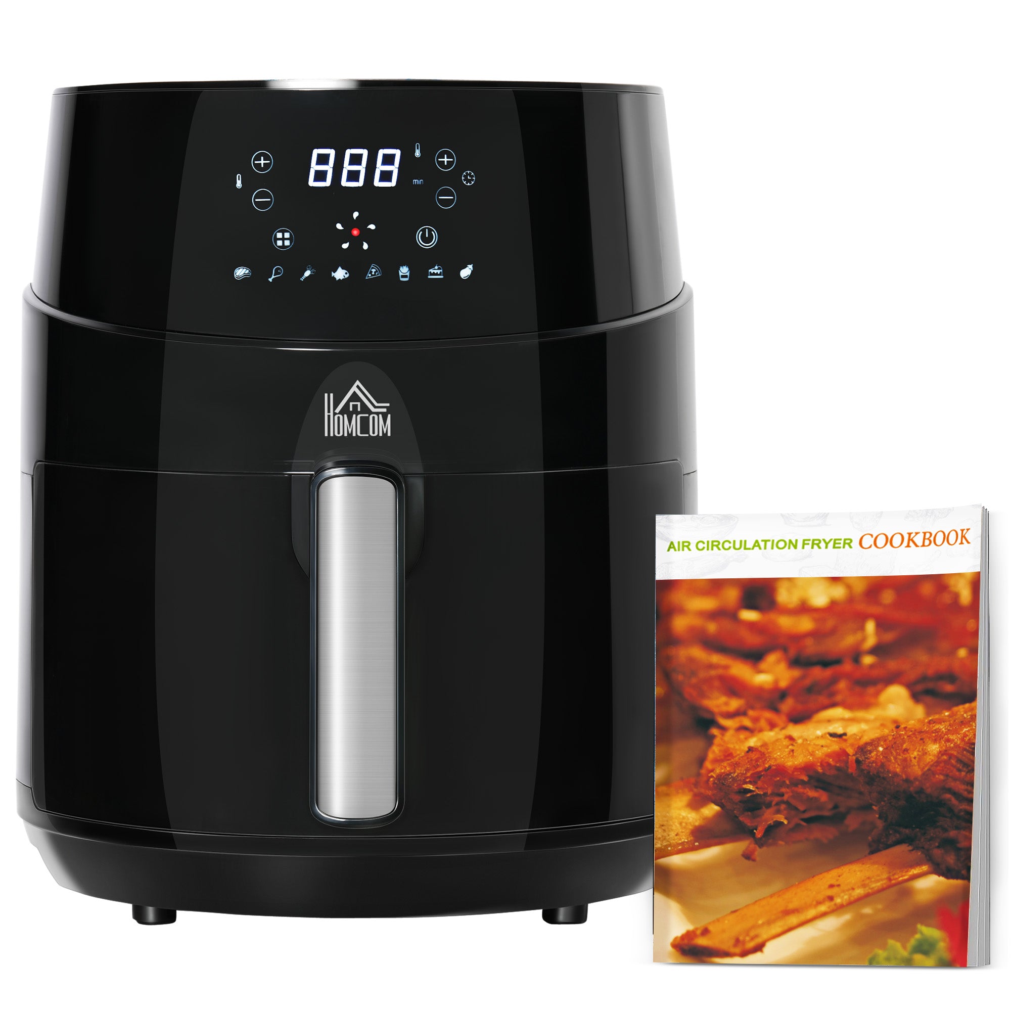 HOMCOM Compact 4.5L Digital Air Fryer, 1500W with Rapid Air Technology, Adjustable Settings & Nonstick Basket, Black