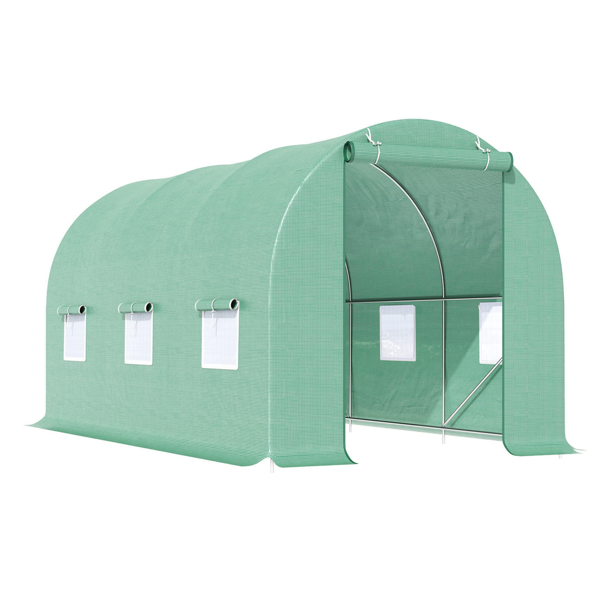 Outsunny Walk-in Greenhouse: Tunnel Design with Door & Ventilation Window, 4.5m x 2m x 2m, Green