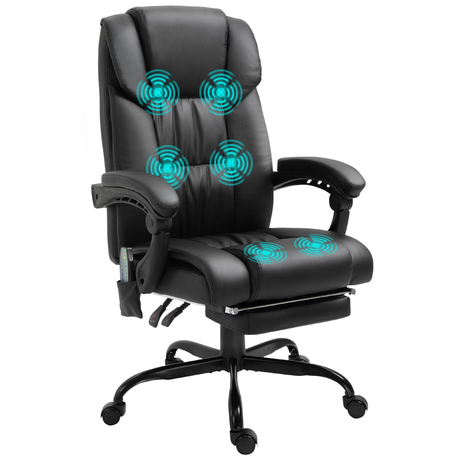 Vinsetto Racing Chair with 6-Point Massage, PU Leather, Electric Recliner, Adjustable Height and Angle, Black