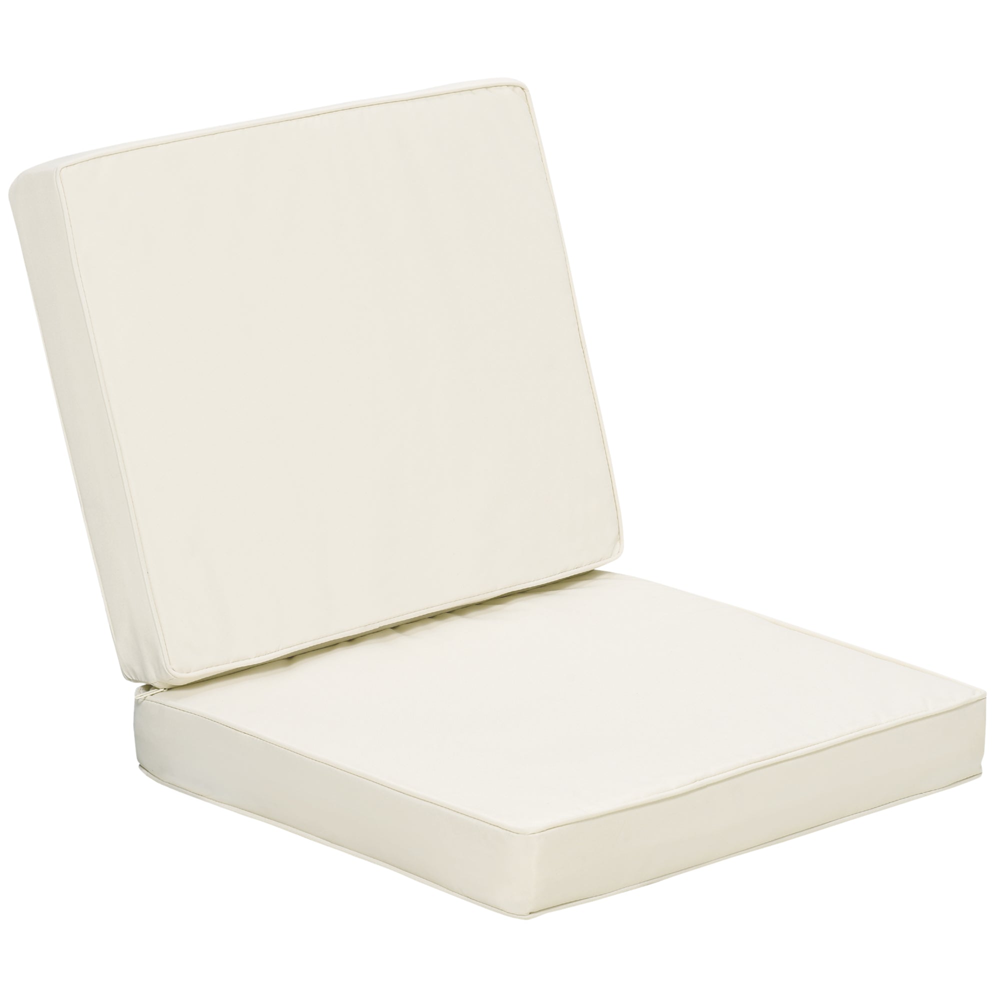 Outsunny Set of 2 Garden Seat and Back Cushion Set, Replacement Cushions for Outdoor Furniture with Seat Cushion and Back Cushion, Cream White