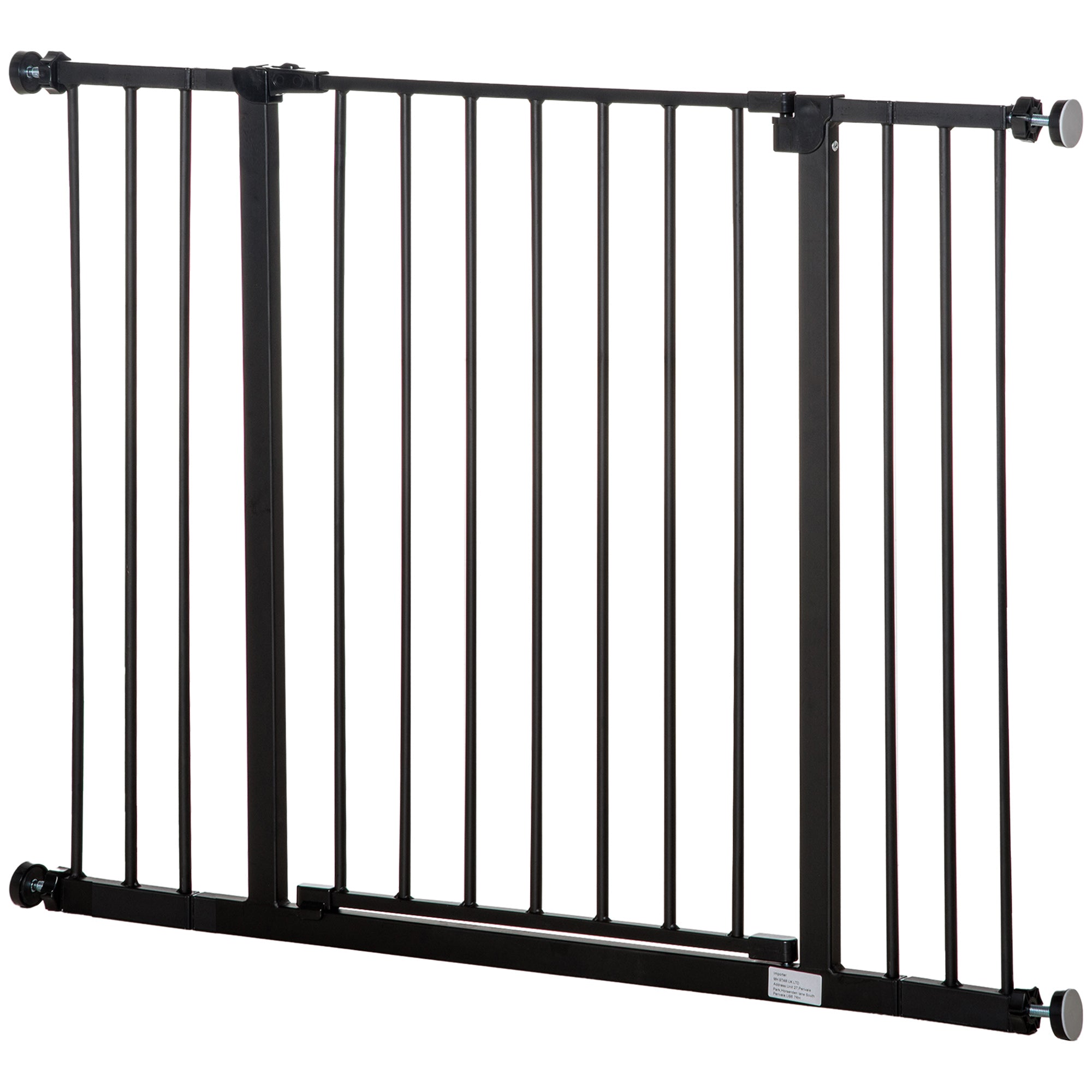 PawHut Safety Pet Gate, Auto-Close Metal Dog Barrier with Adjustable Width 76-107cm, Stair Door, Black