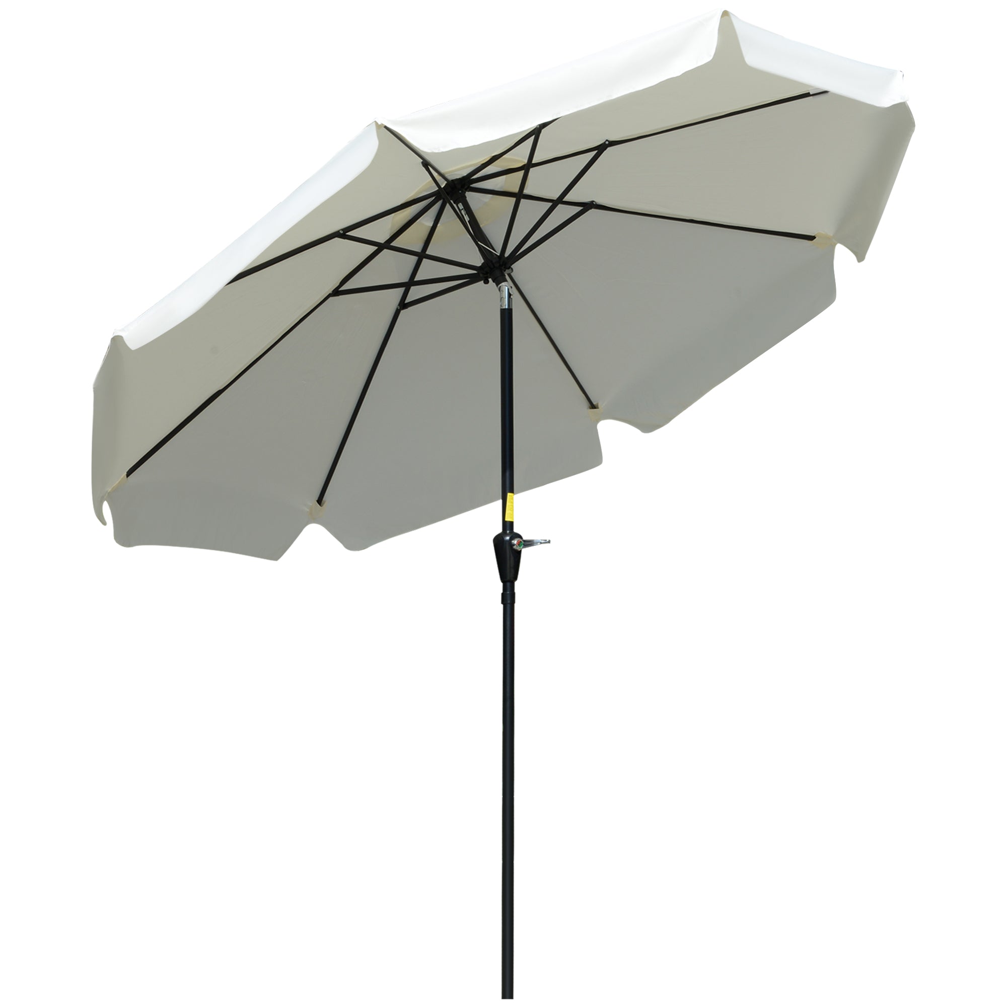 Outsunny 2.66m Patio Umbrella Garden Parasol Outdoor Sun Shade Table Umbrella with Ruffles, 8 Sturdy Ribs, Cream White