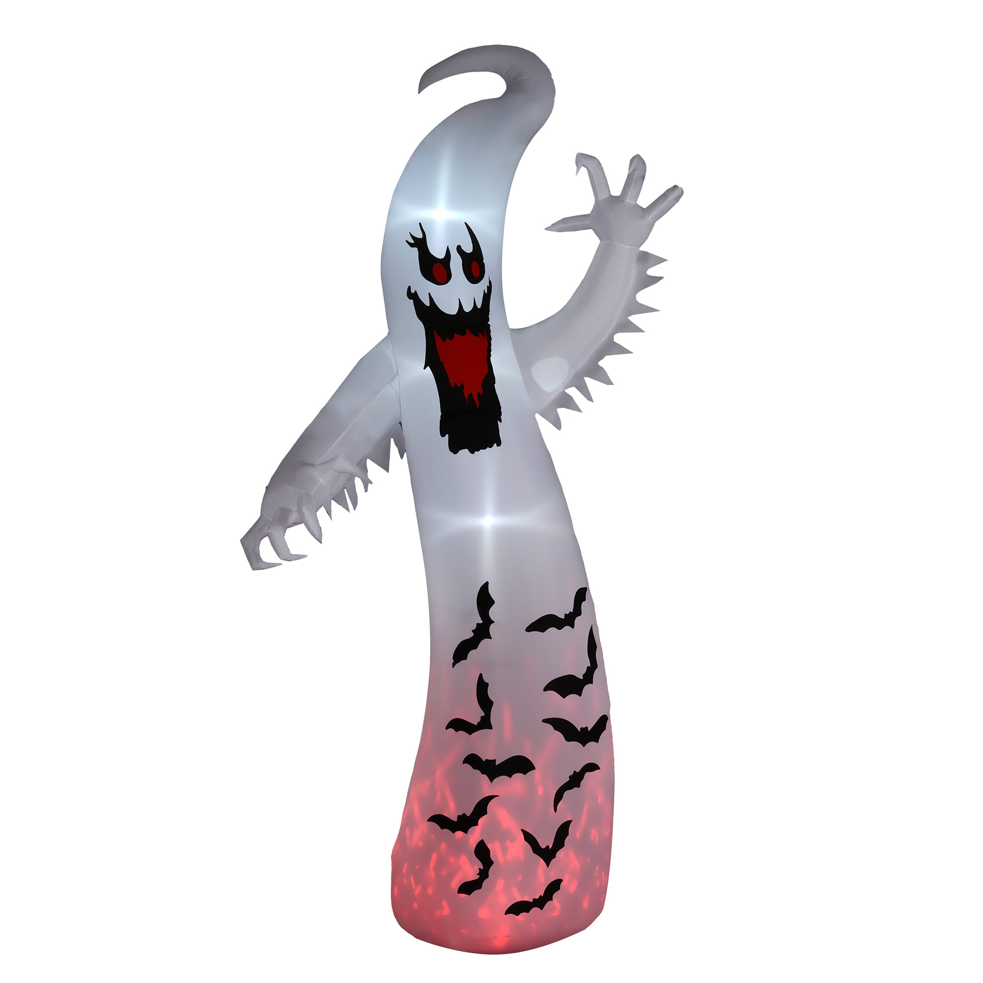 Outsunny 11.8FT Tall Halloween Inflatable Spooky Ghost, Blow Up Outdoor Halloween Decoration with Build-in LEDs and Rotating Light for Garden, Lawn, Party | Aosom UK