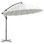 Outsunny 3(m) Cantilever Shanghai Parasol Garden Hanging Banana Sun Umbrella with Crank Handle, 18 Sturdy Ribs and Cross Base, Off-White