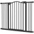 PawHut Metal 74-100cm Adjustable Pet Gate Safety Barrier w/ Auto-Close Door Black