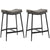 HOMCOM Kitchen Stools Set of 2, Microfibre Upholstered Barstools, Industrial Bar Chairs with Curved Seat and Steel Frame