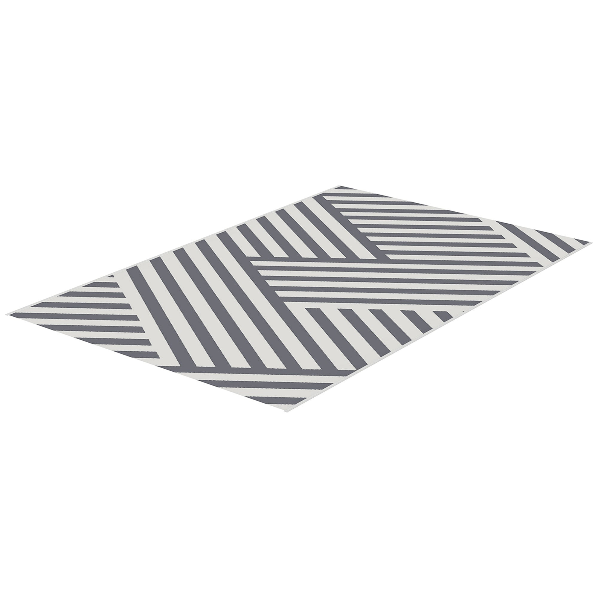 Outsunny Reversible Outdoor Rug, Plastic Straw, Portable with Carry Bag, 182 x 274cm, Grey and Cream