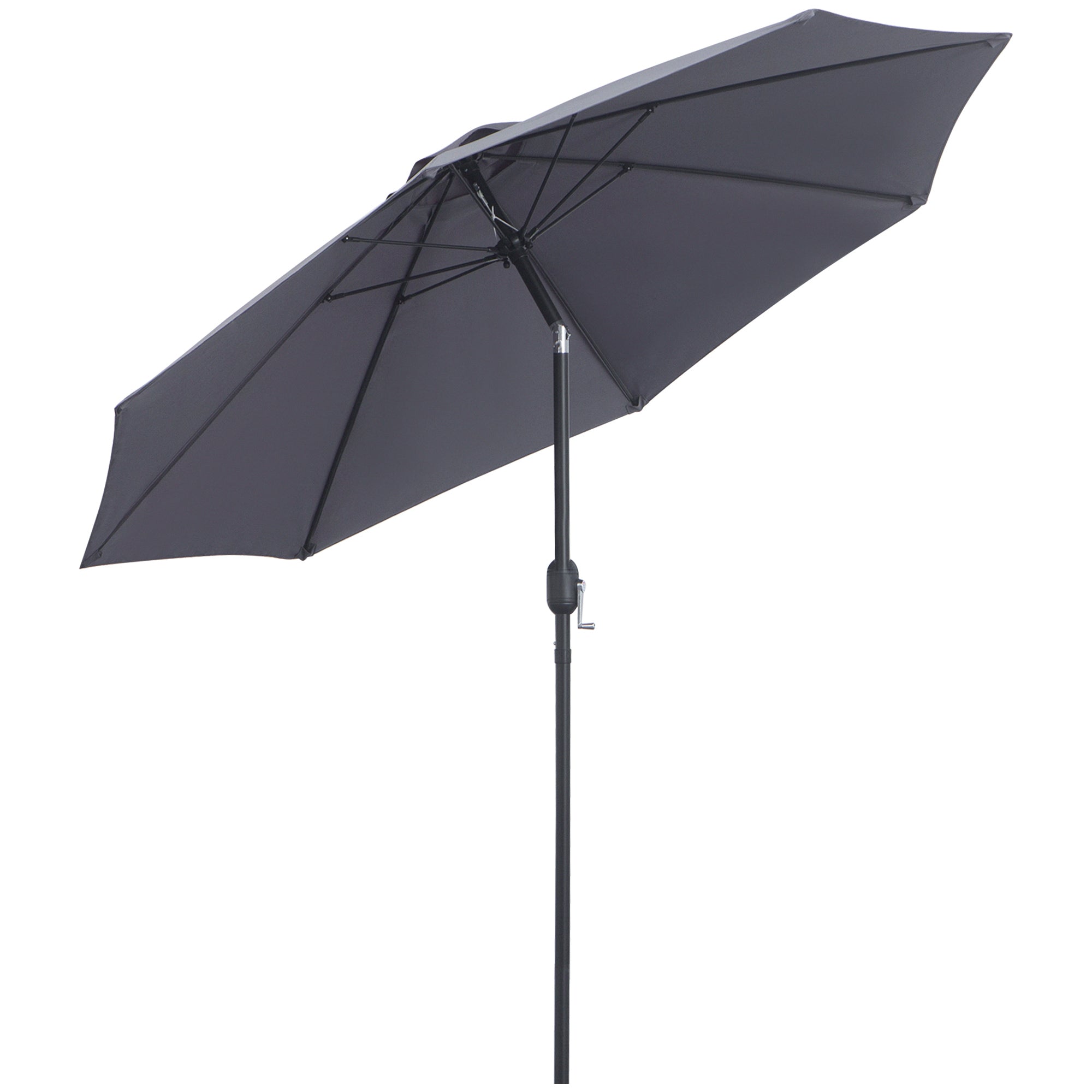 Outsunny Garden Parasol, 2.7M Patio Sun Umbrella, Tilt Shade Shelter Canopy with Aluminium Frame, Charcoal Grey