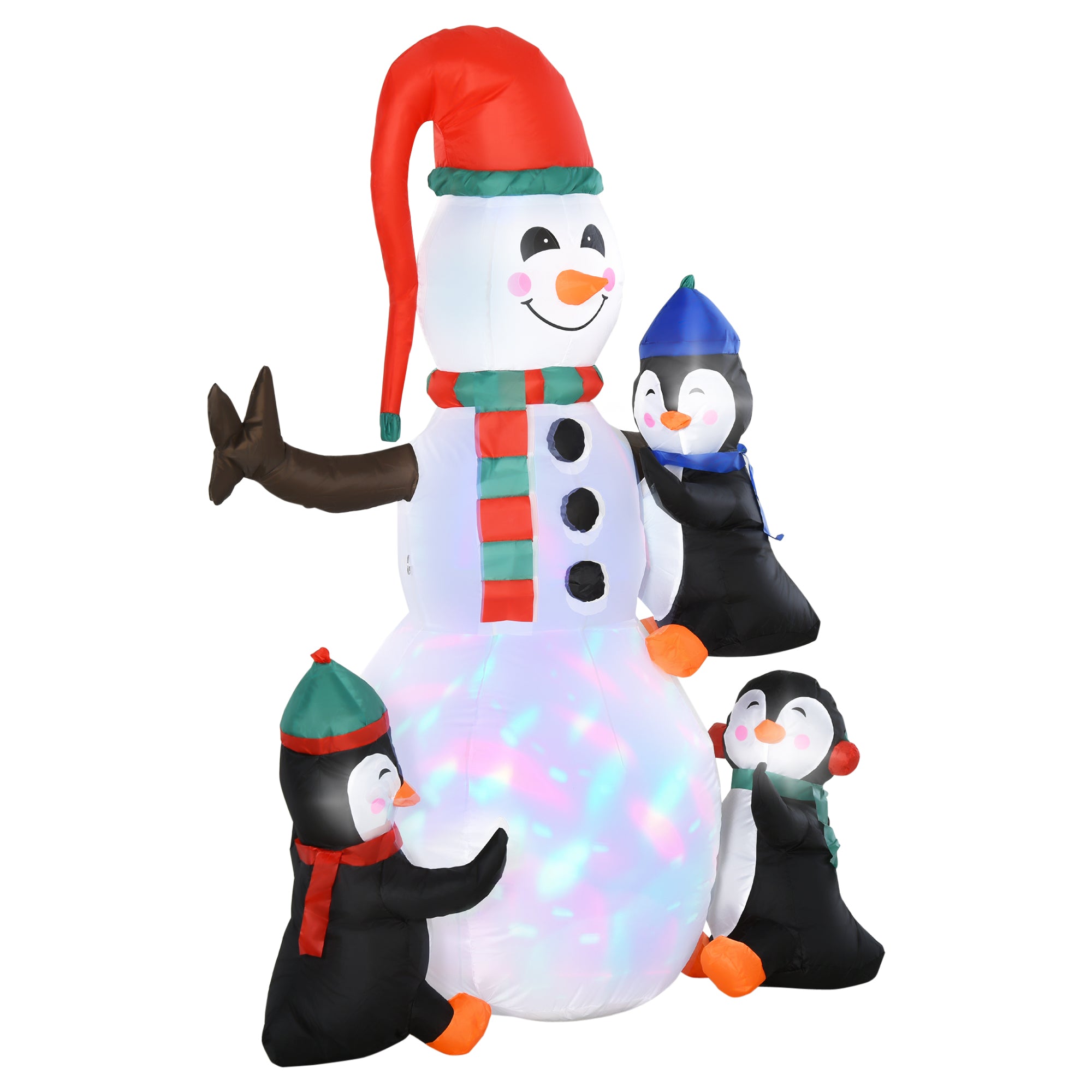 HOMCOM Christmas Inflatable Snowman and Penguins Outdoor Home Seasonal Decoration w/ LED Light