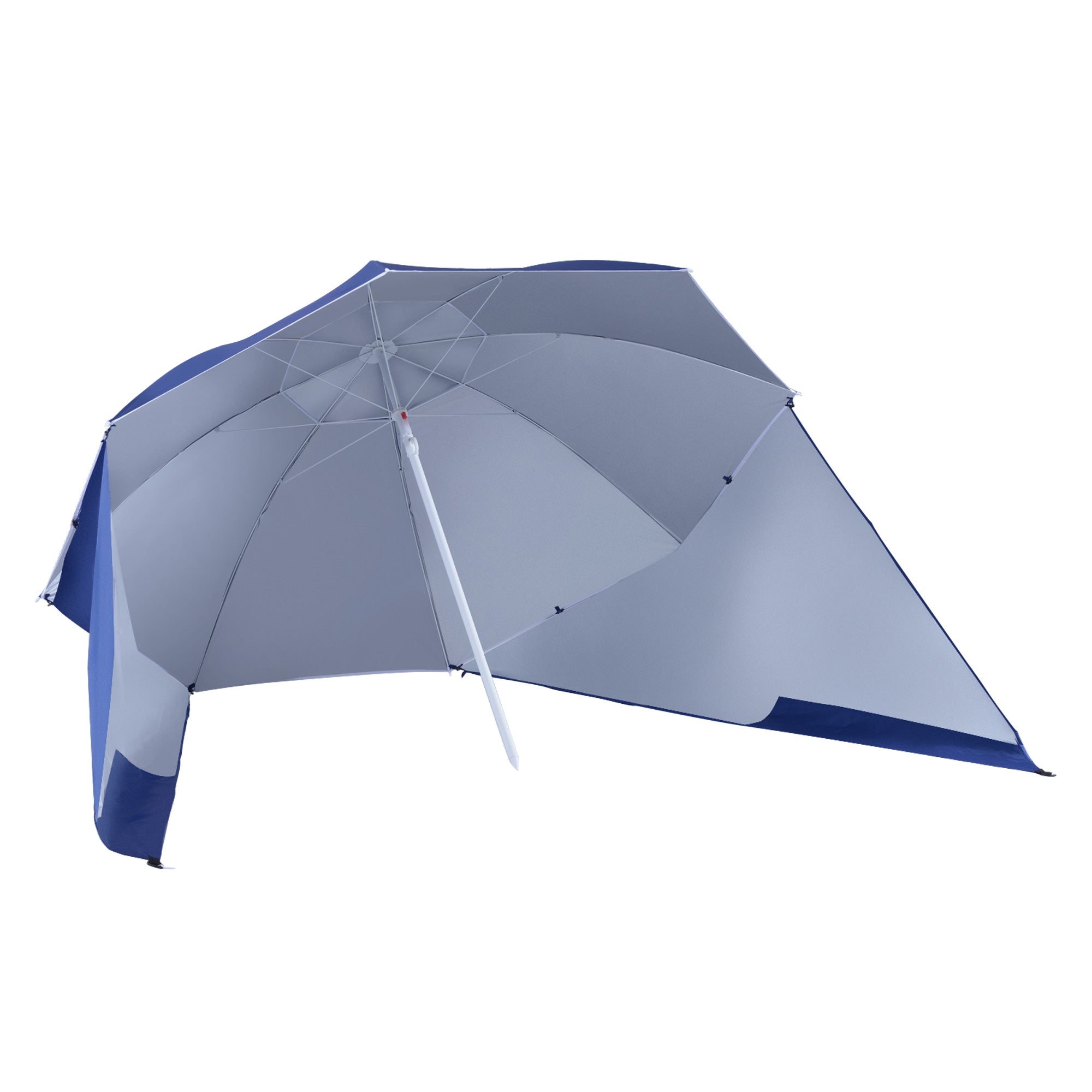 Outsunny 2m Beach Umbrella: UV-Protective Parasol, Coated Blue Polyester & Steel Frame