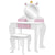 ZONEKIZ Kids Dressing Table, Unicorn Design with Mirror & Stool, Creative Play, White