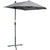 Outsunny 2m Half Parasol Market Umbrella Garden Balcony Parasol with Crank Handle, Cross Base, Double-Sided Canopy, Dark Grey