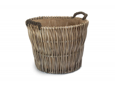 ROUND GREY LOG BASKET