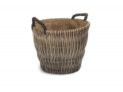 SMALL ROUND GREY LOG BASKET