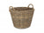 ROUND GREY RATTAN LOG BASKET